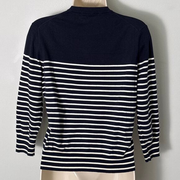 J. Crew Women's Striped Navy White Button Front Cardigan Size M - Picture 2 of 7